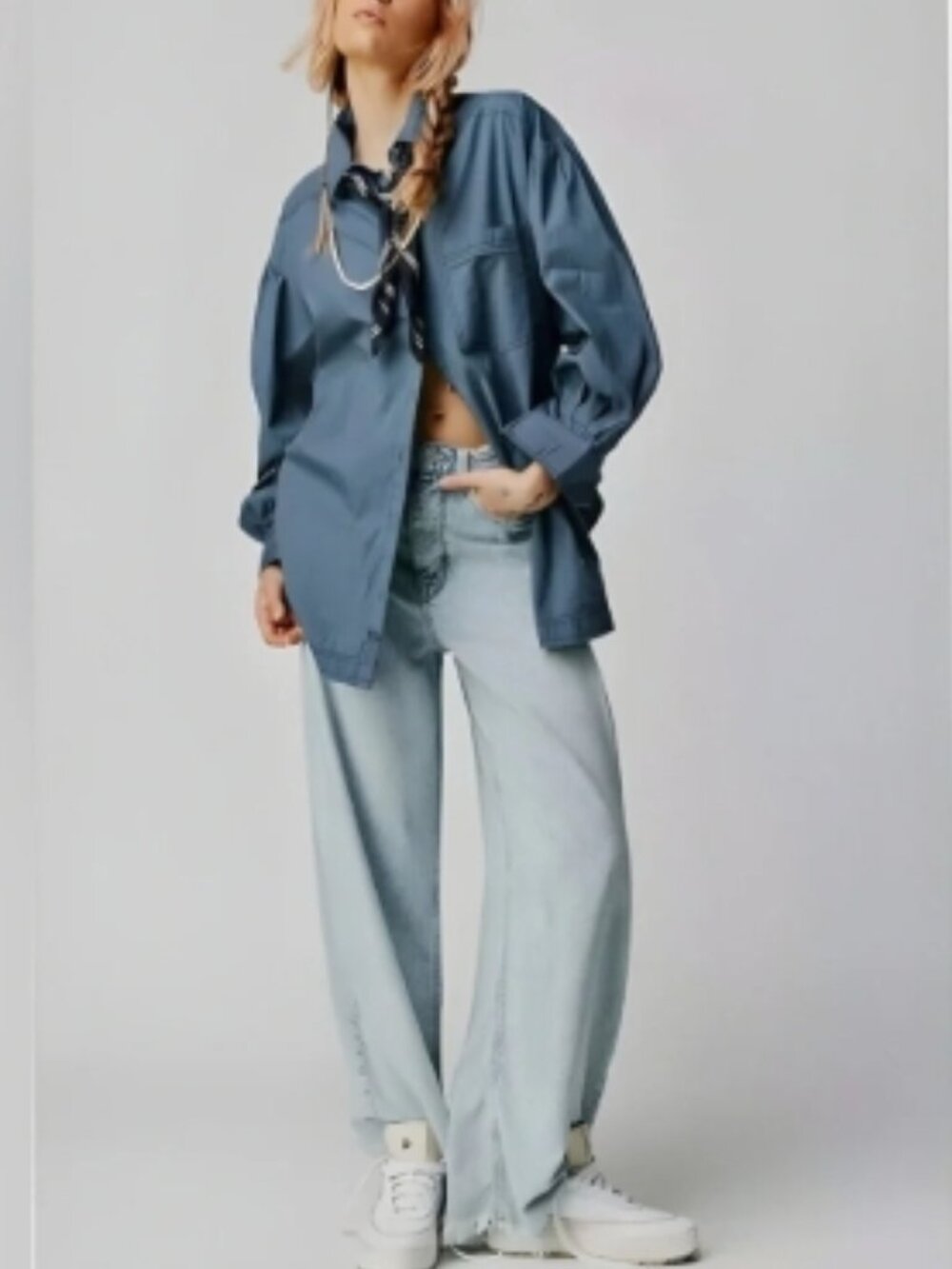 EUC We The Free Happy Hour Solid Poplin Top